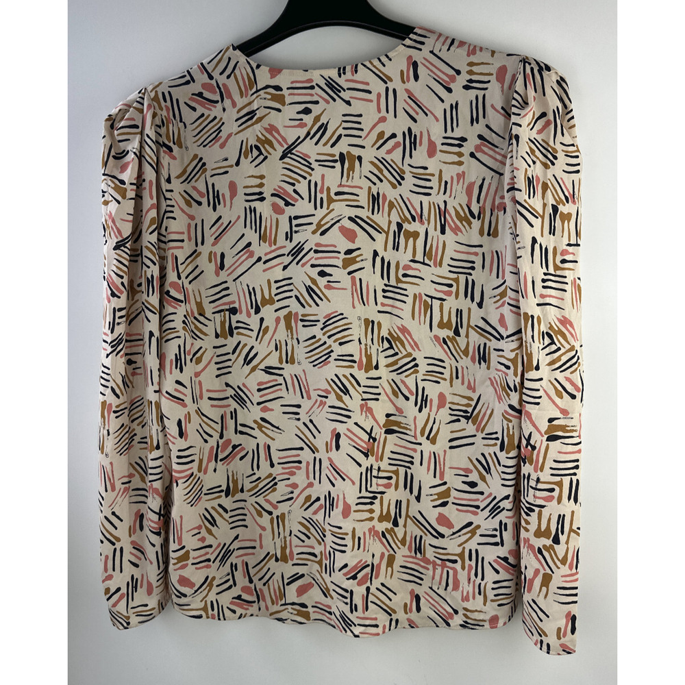 Cabi Marni Blouse Abstract Print Chiffon Deep V Crossover Top 4162 Size Large - Picture 11 of 14
